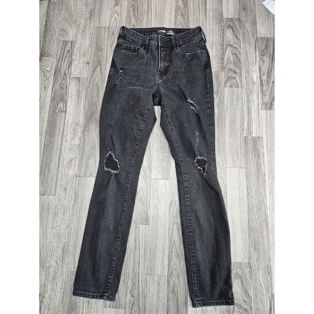 Old Navy Jeans Womens 2 Power Slim Straight High Rise Distressed Denim Pants